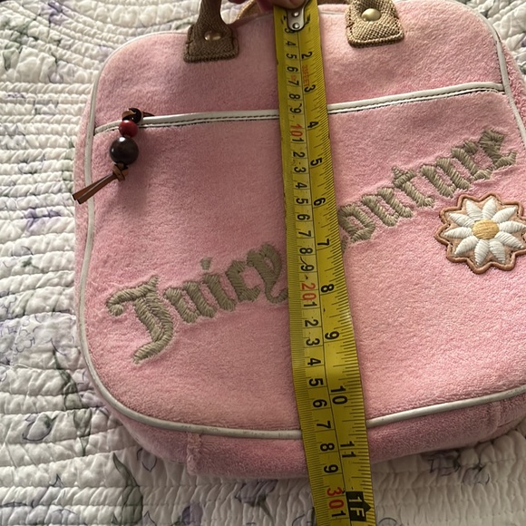 Vintage RARE Juicy Couture light pink terry/raffia make up bag/purse. - Picture 10 of 12